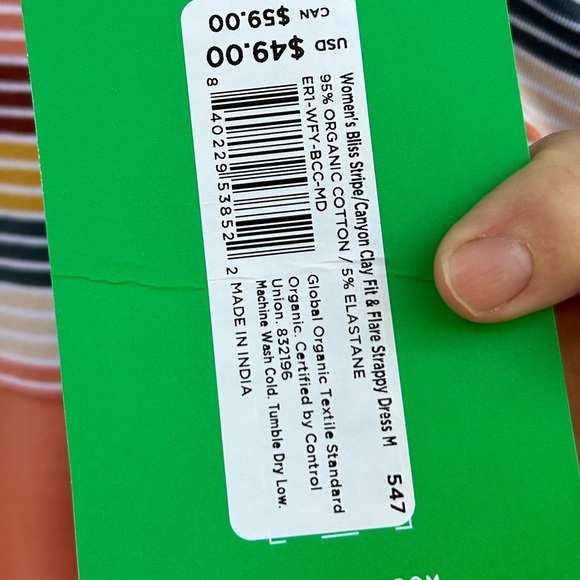 Pact Fit & Flare Strappy dress, BNWT, size M - Picture 11 of 11